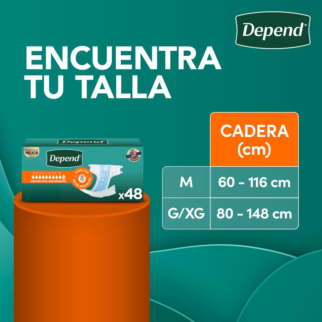 Depend Pañal para Adulto Talla L a XL 60 Unidades