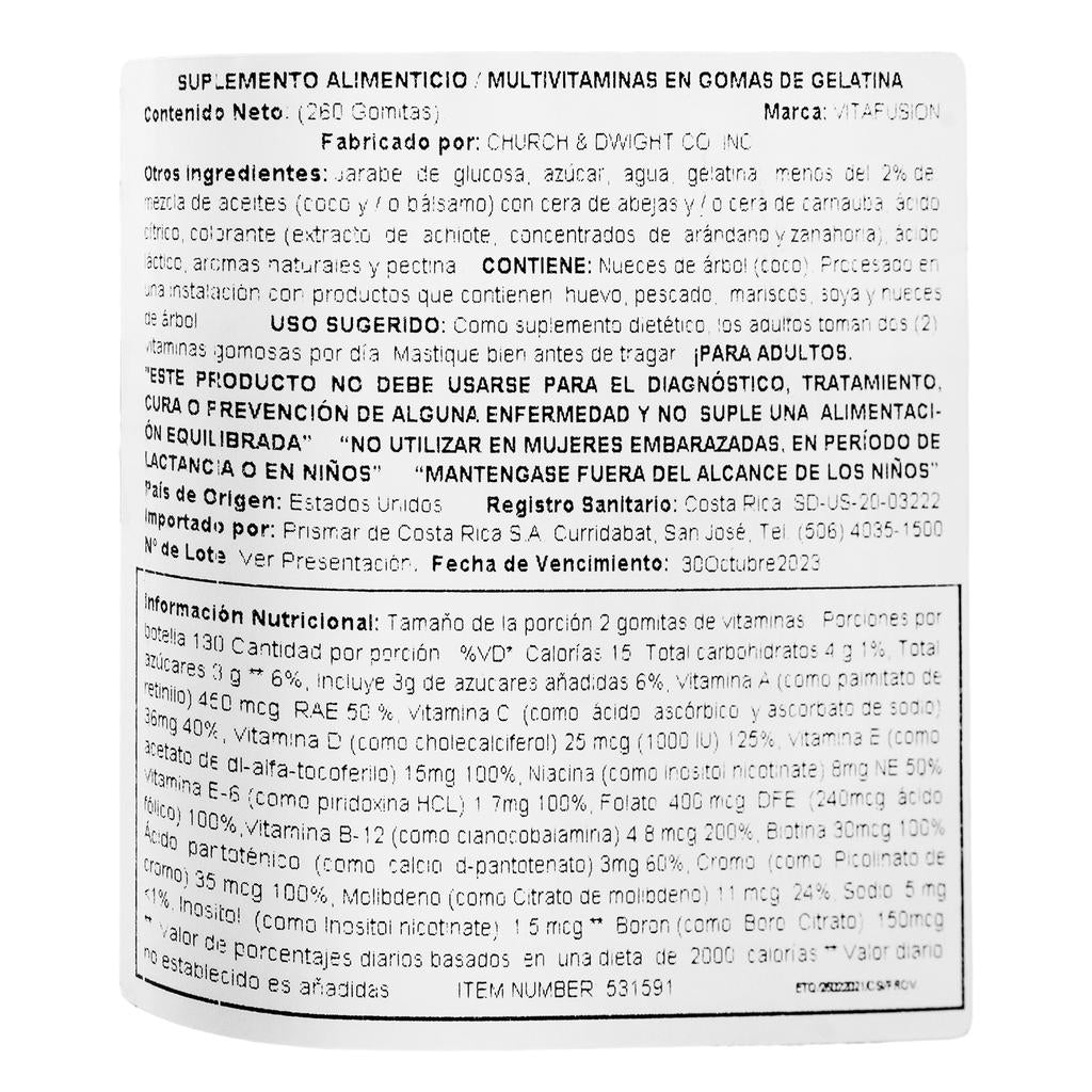Vitafusion Vitaminas en Gomas MultiVites 260 Unidades