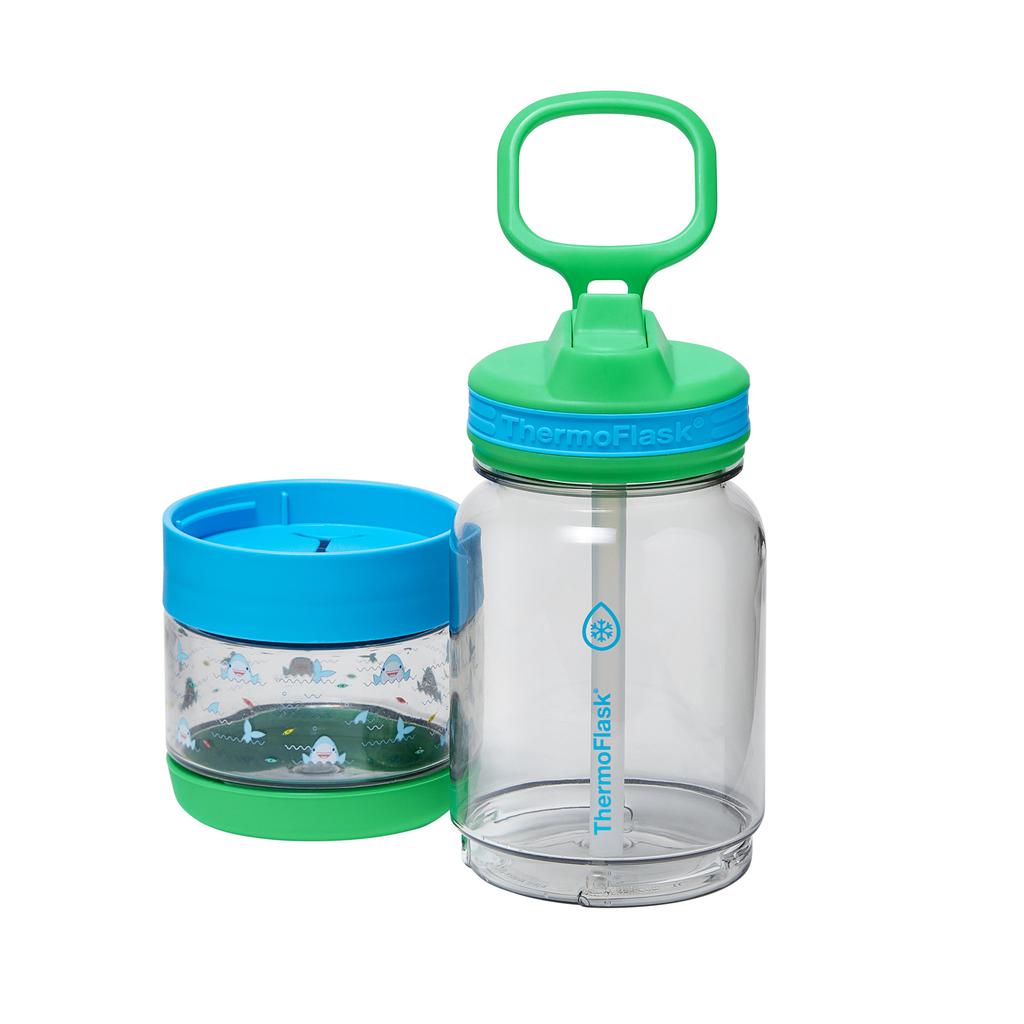 ThermoFlask Botella para Agua con Almacenamiento de Snacks para Niños 2 Unidades / 414 mL / 14 oz