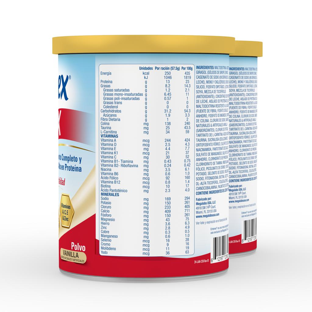 Enterex Max Vainilla Alimento Balanceado Alto en Proteína 2 Unidades / 800 g