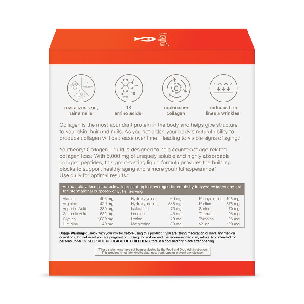 Youtheory Suplemento de Colágeno Líquido 12 Unidades / 30 mL / 1 oz