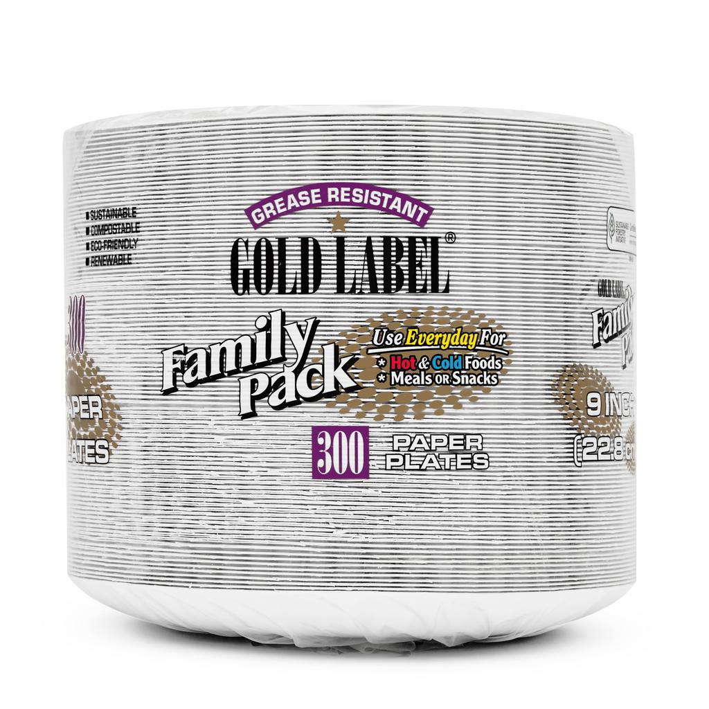 Gold Label Platos de Papel Desechables 300 Unidades / 23 cm / 9"