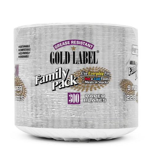 Gold Label Platos de Papel Desechables 300 Unidades / 23 cm / 9"