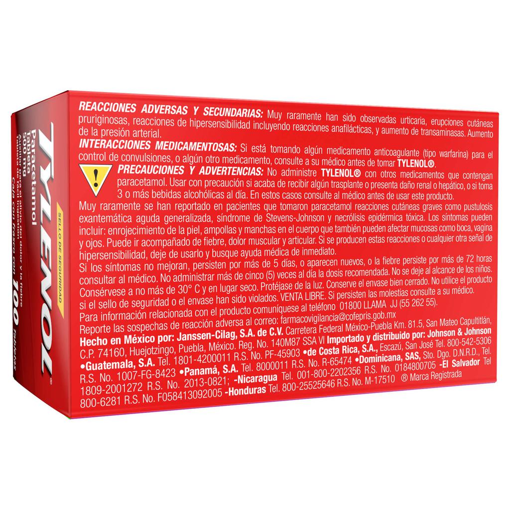 Tylenol Acetaminofen Extra Fuerte 100 Unidades