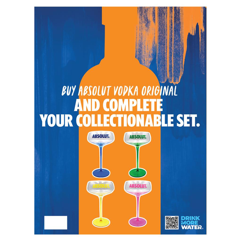 Absolut Vodka Claro Destilado Botella de 1 L + Copa Martini