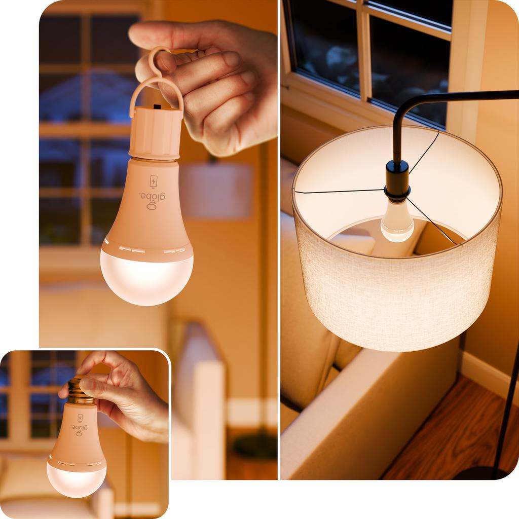 Globe Bombillos LED con Batería de Respaldo 6 Unidades + 2 Adaptadores