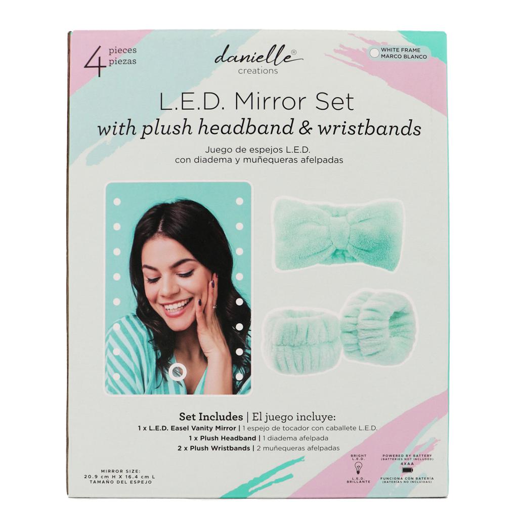 Danielle Creations Set con Espejo LED y Accesorios para Cabello 4 Piezas