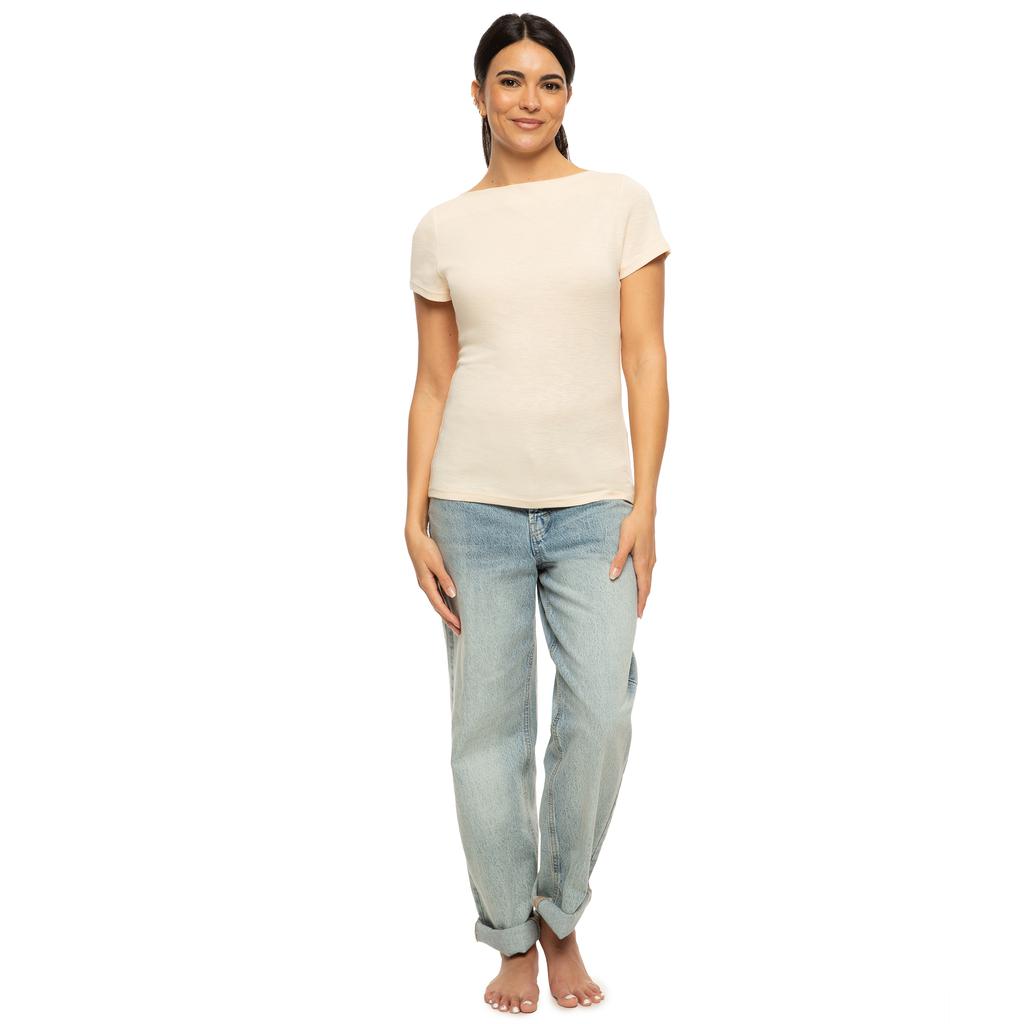Jezebel Blusa Manga Corta Cuello Barco para Mujer