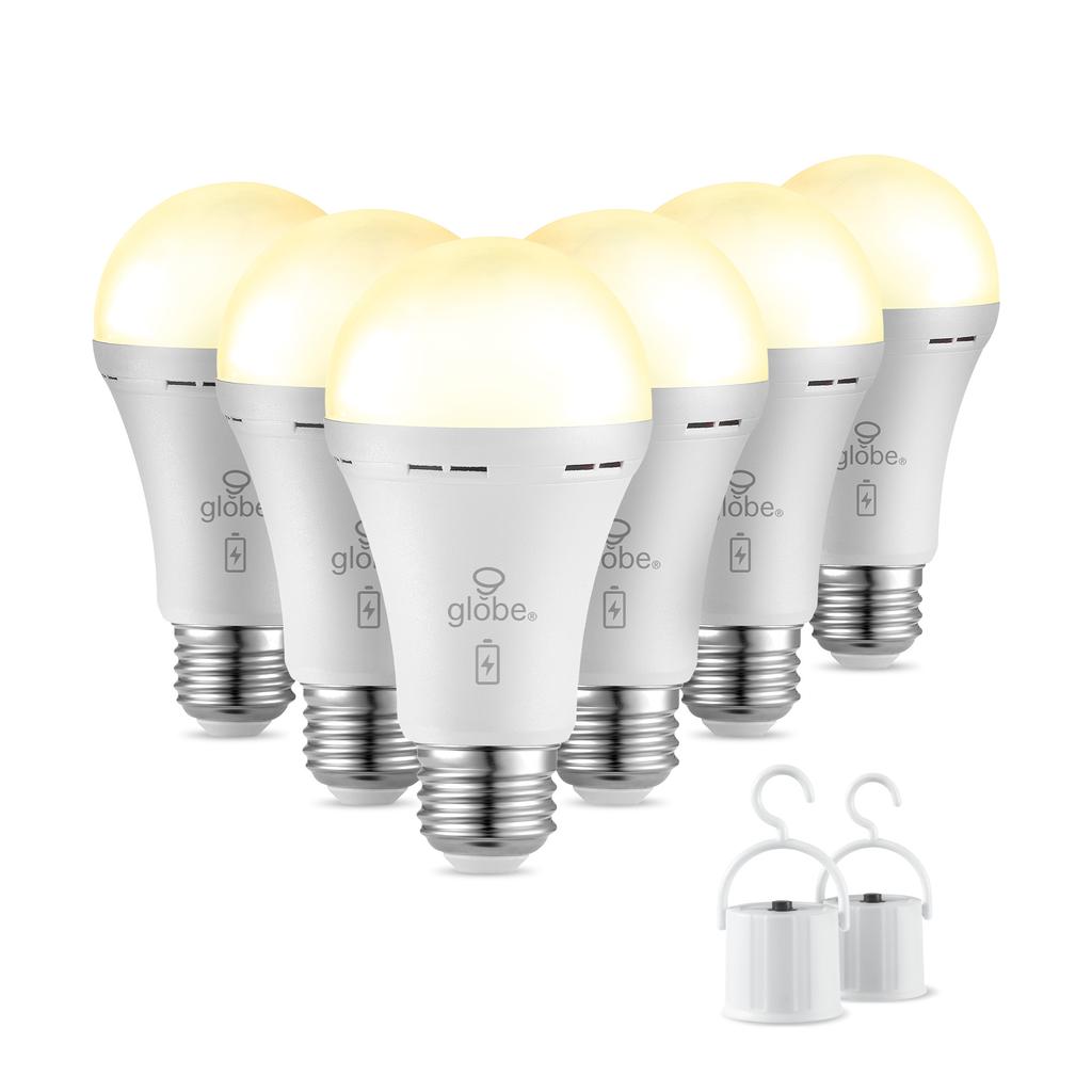 Globe Bombillos LED con Batería de Respaldo 6 Unidades + 2 Adaptadores