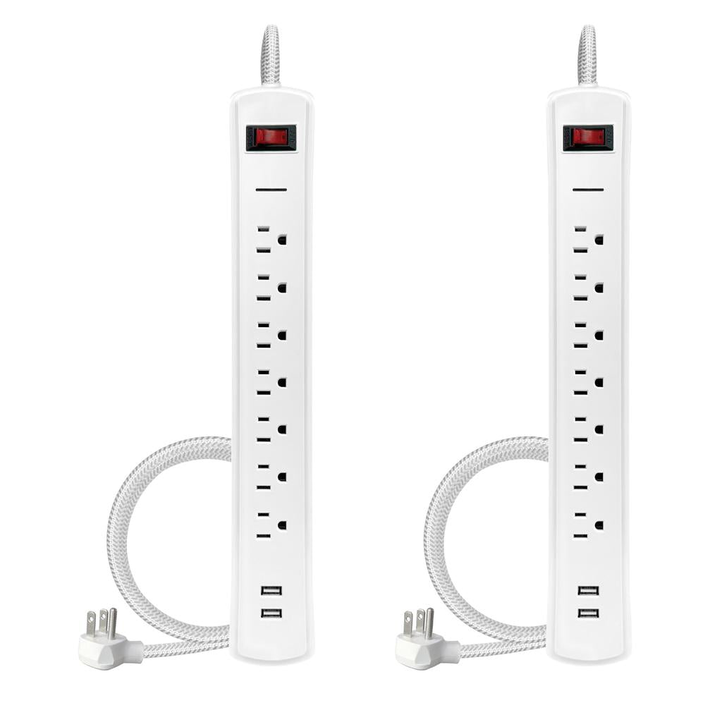 Bytech Protector Contra Sobretensiones con 7 Tomas y 2 Puertos USB 2 Unidades