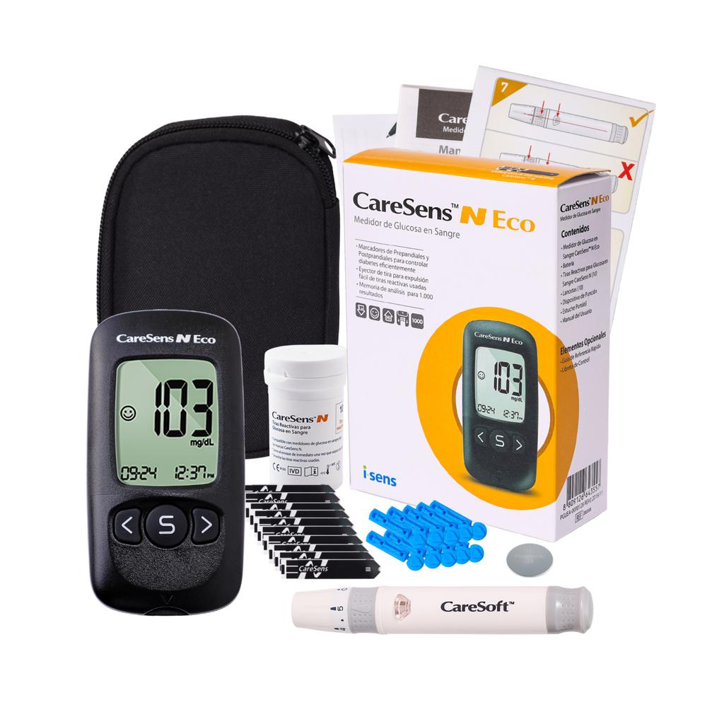 CareSens Kit de Glucómetro Aparato + Accesorios  con Sistema de Precisión Avanzada