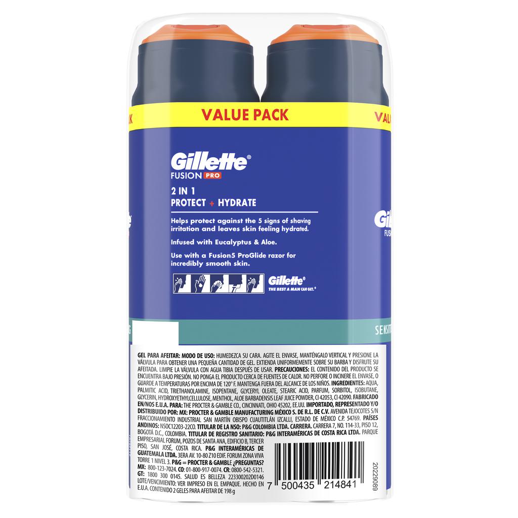 Gillette Fusion Pro Gel Hidratante de Afeitar 2 Unidades / 198 g / 7 oz
