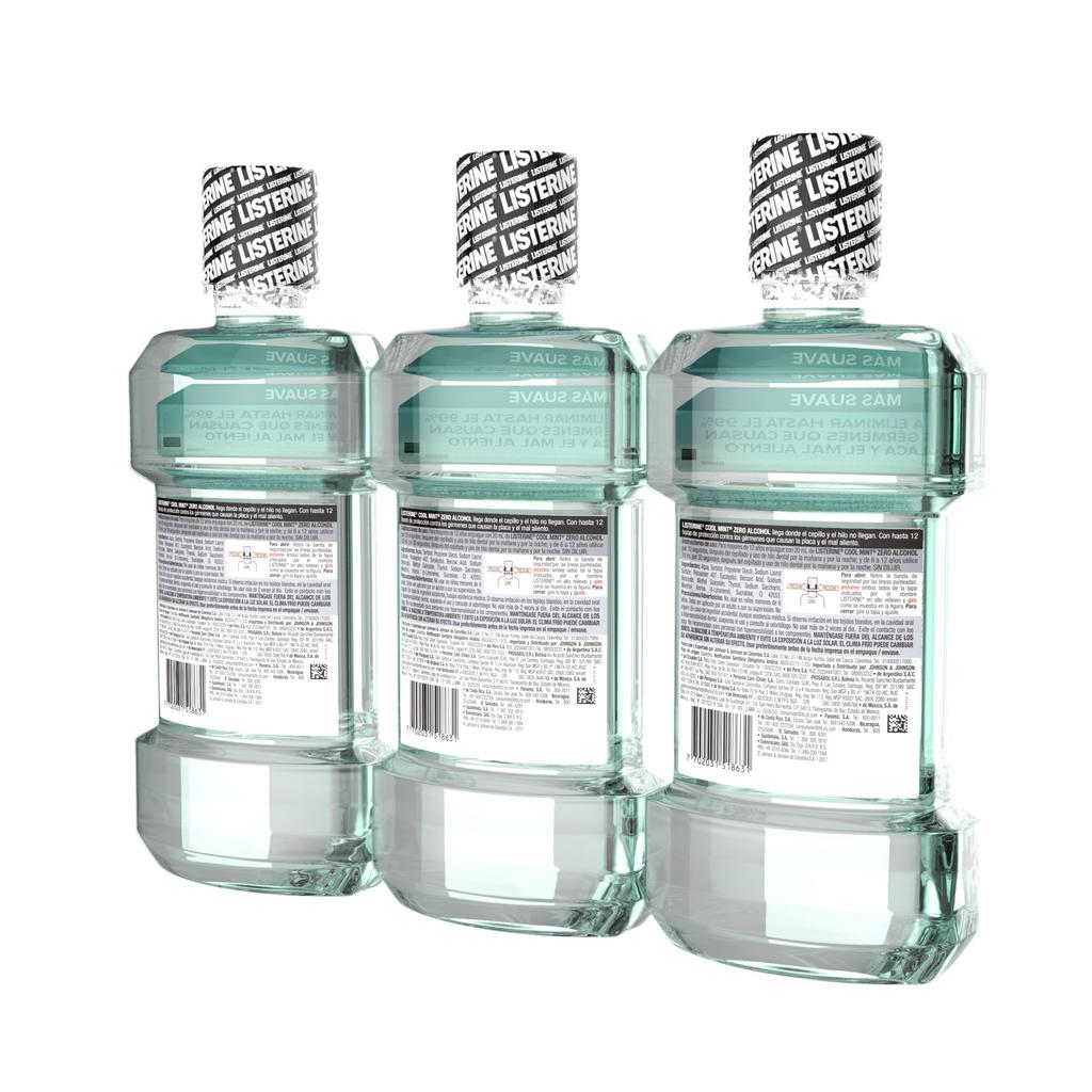 Listerine Cool Mint Enjuague Bucal Sin Alcohol 3 Unidades / 500 mL