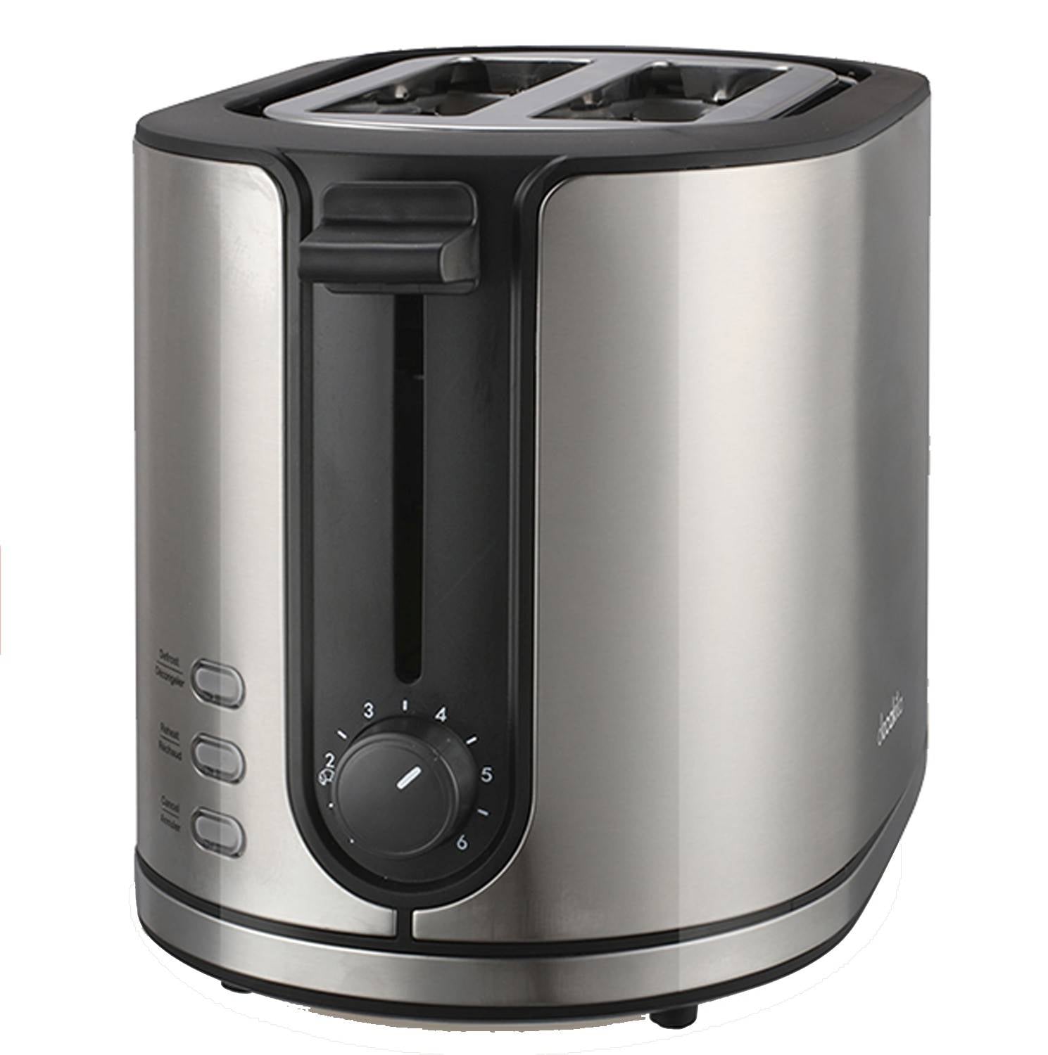 Tostadora de pan 2 rebanadas acero inoxidable 900w decakila 4w plateado