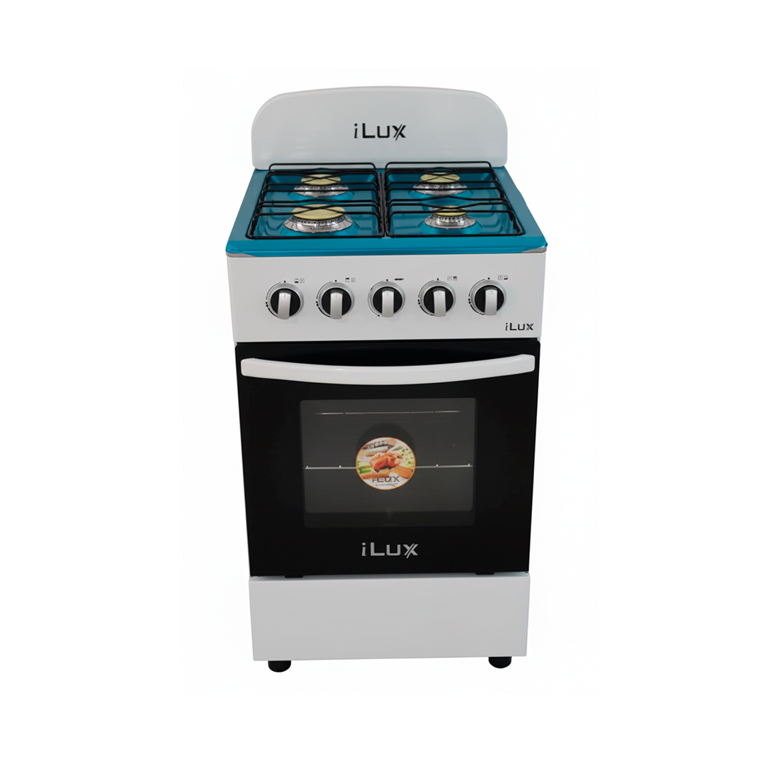 Estufa de gas 4 quemadores 50x50x85cm con horno 0a blanco