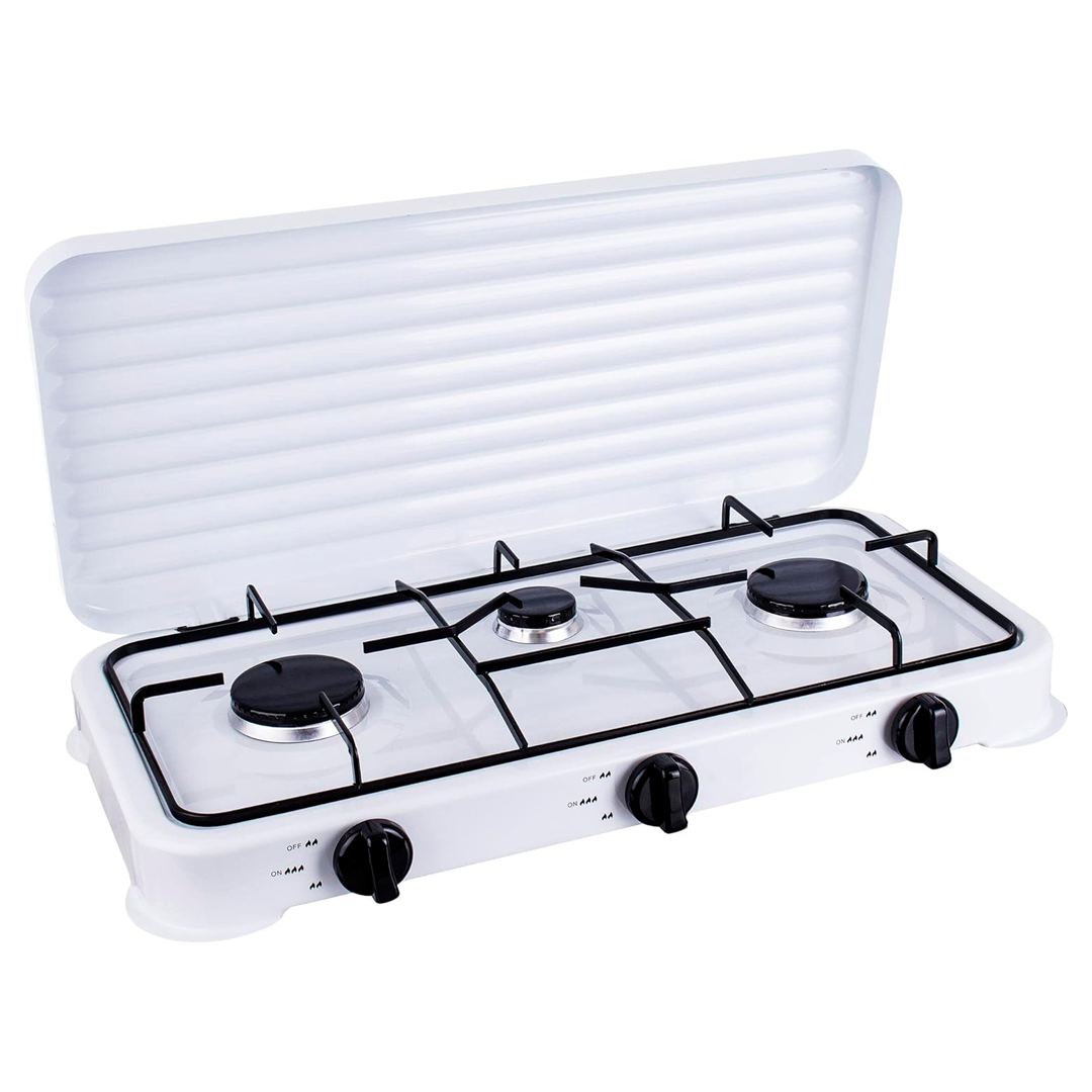 Estufa gas 3quemadores con tapa m-003 blanco