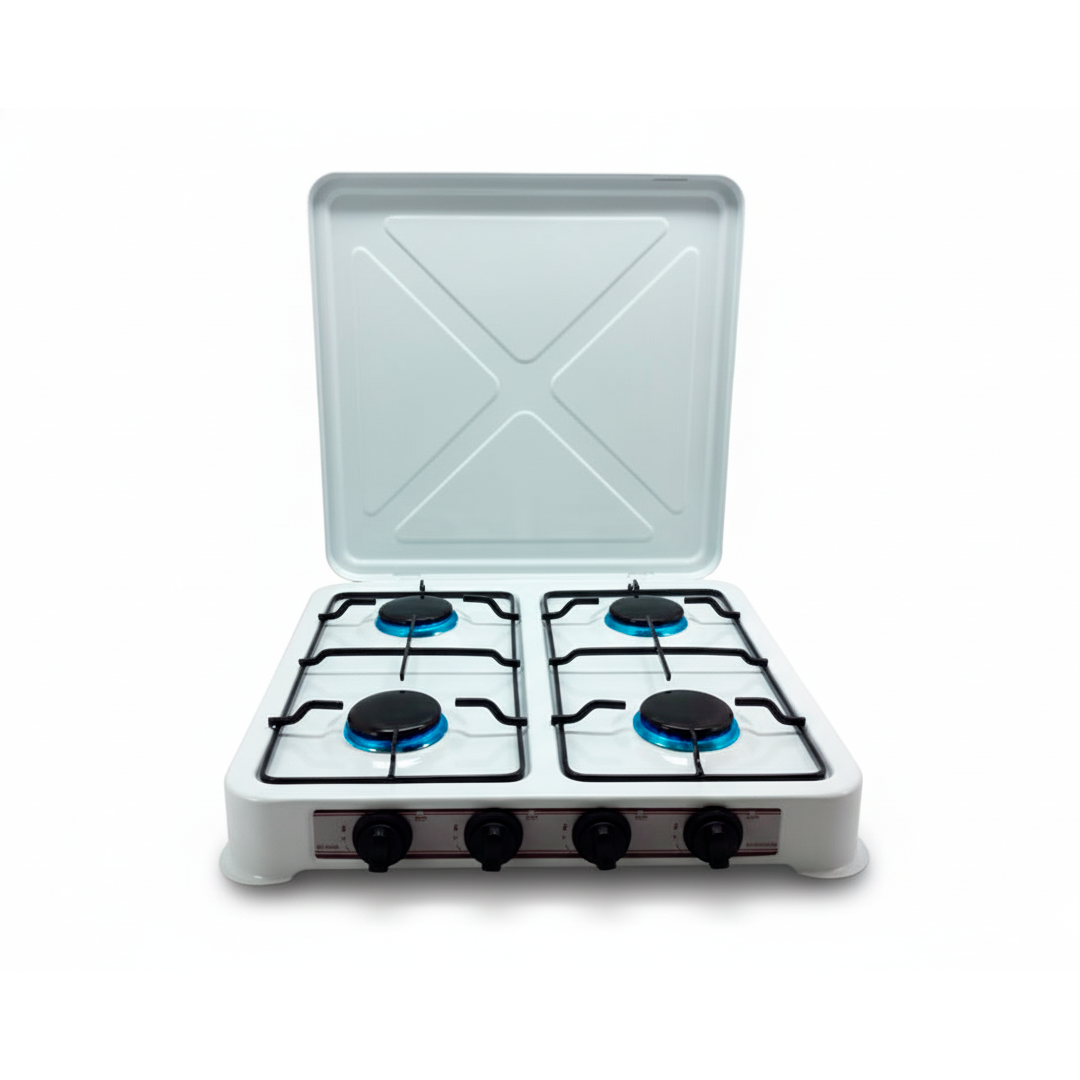 Estufa gas 21" 4quemadores con tapadera jk-004b blanco