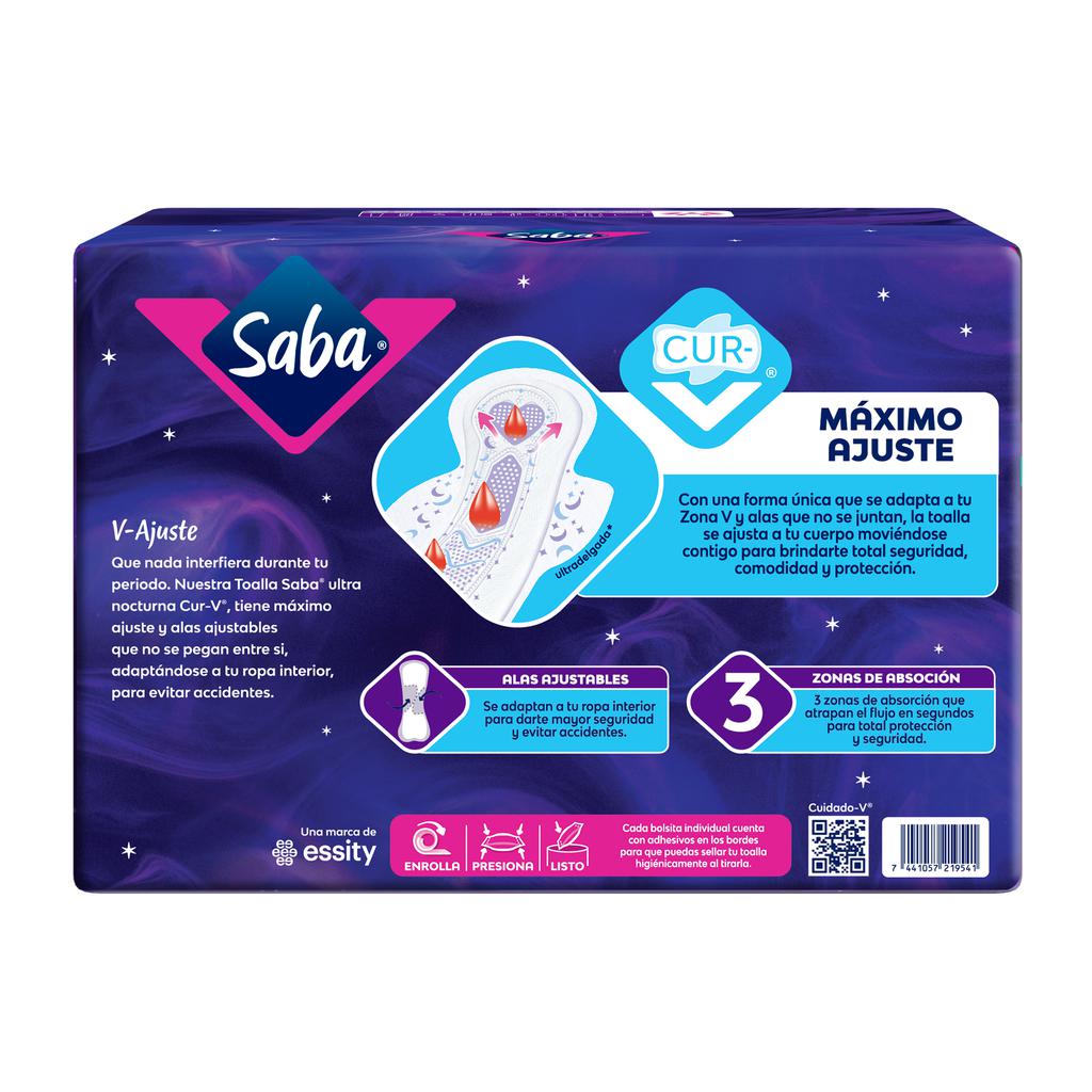 Saba Toallas Femeninas Nocturna Ultra Delgada Cur V 50 Unidades