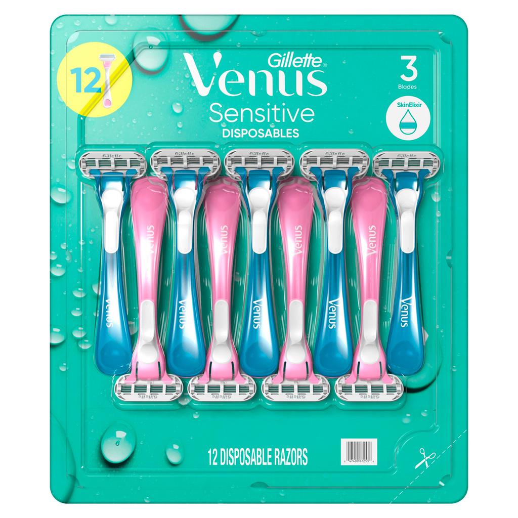 Gillette Máquina de Afeitar para Mujer Venus Sensitive Piel Sensible 12 Unidades