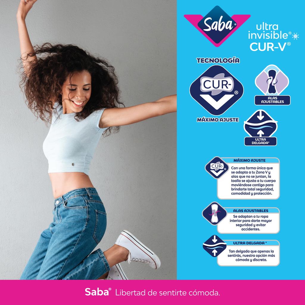 Saba Toallas Higiénicas Ultra Invisibles con Alas 60 Unidades