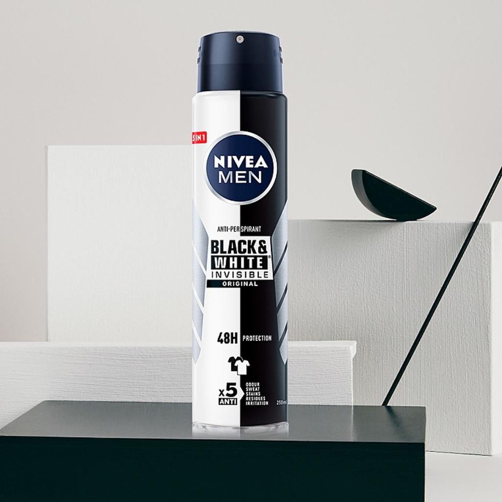 Nivea Aerosol Antitranspirante Black and White Invisible 3 Unidades / 250 mL / 8.7 oz