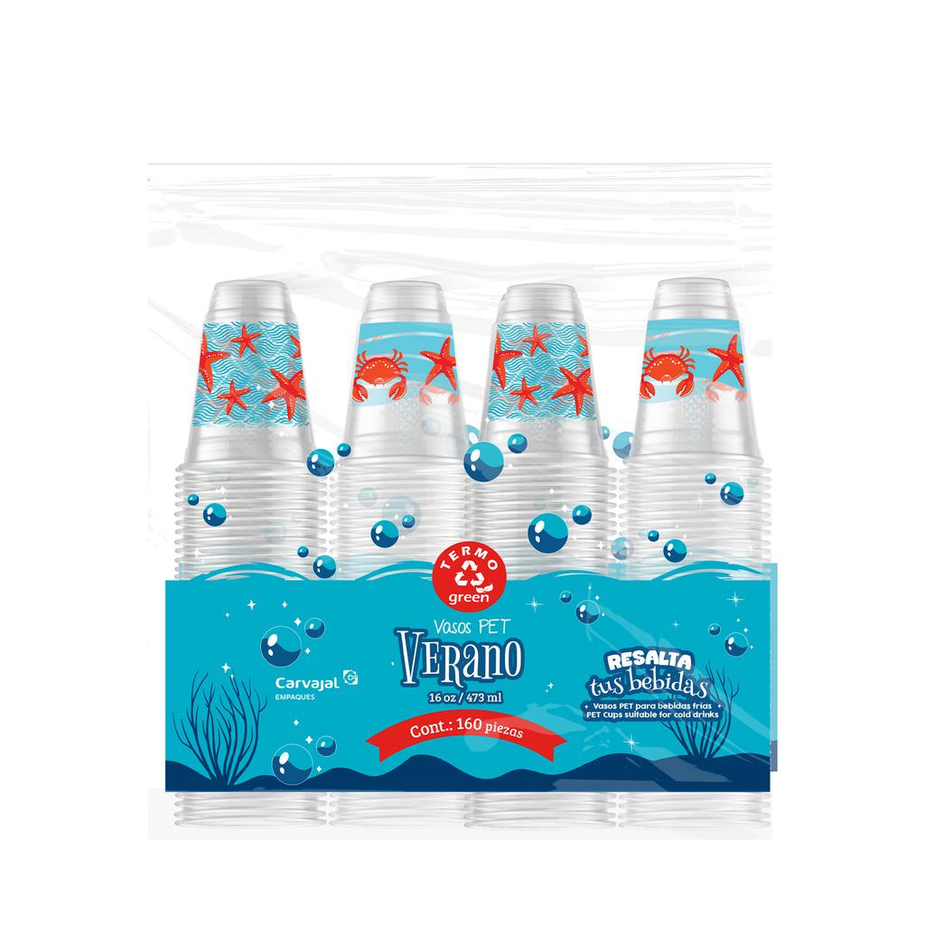 Termogreen Vaso Pet Diseño de Verano 160 Unidades / 473 mL / 16 oz