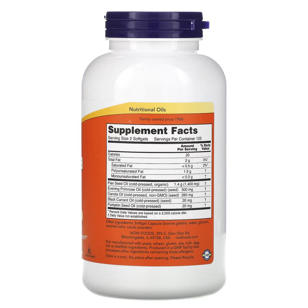 Now Omega 3-6-9 Capsulas Blandas 250 Cápsulas / 1 000 mg