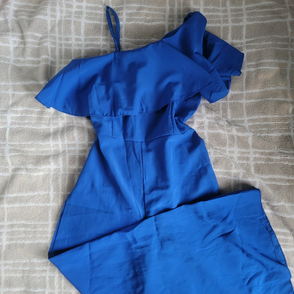 Jumpsuit azul de pierna ancha para niña