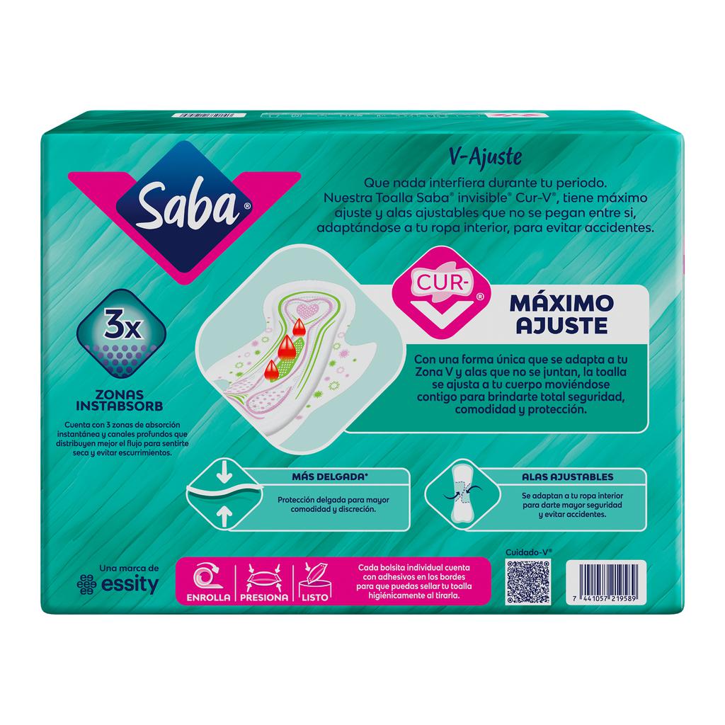 Saba Toallas Sanitarias Invisible CUR-V 60 Unidades