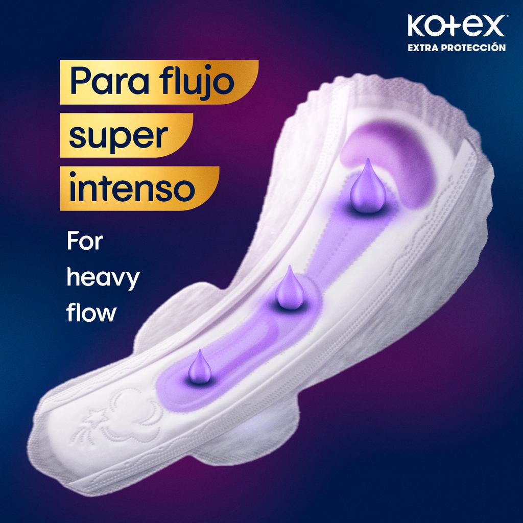 Kotex Toallas Higienicas Femeninas Nocturna Larga Extra Protección 40 Unidades