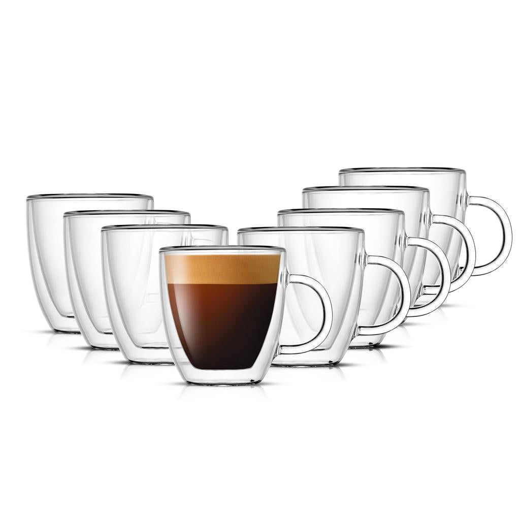 JoyJolt Tazas de Doble Pared en Vidrio 8 Piezas