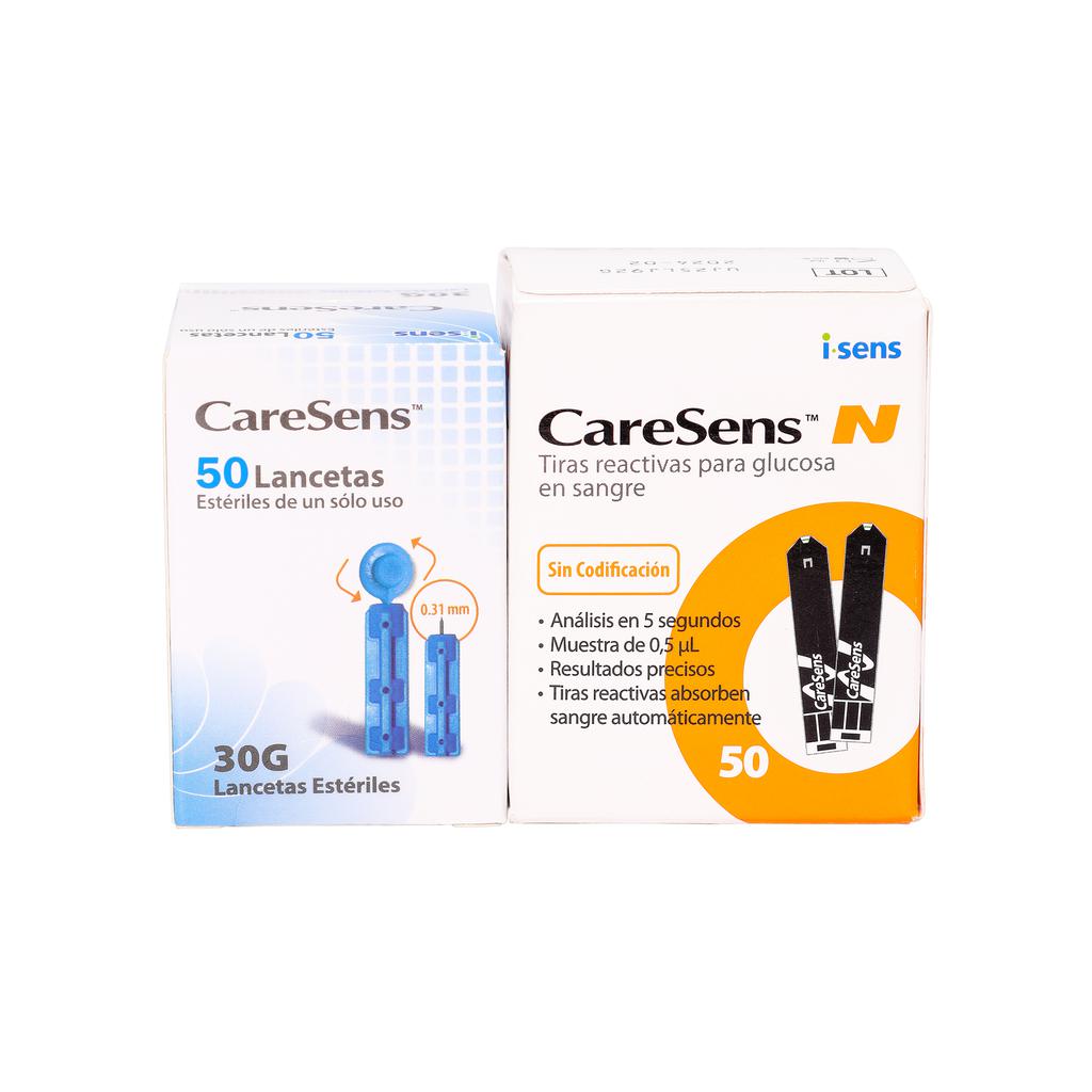 CareSens Tiras Reactivas y Lancetas Giratorias para Glucómetro  CareSens N