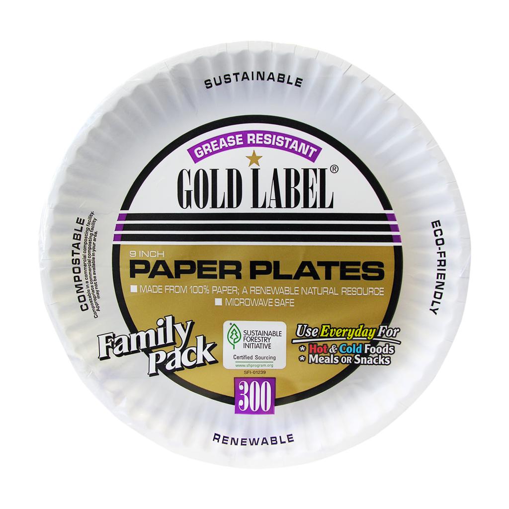 Gold Label Platos de Papel Desechables 300 Unidades / 23 cm / 9"