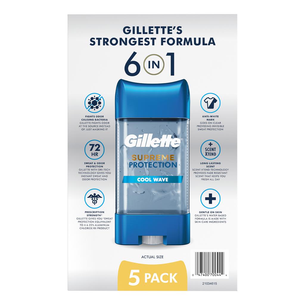 Gillette Desodorante en Gel Supreme Protection 5 Unidades / 107 mL / 3.8 oz