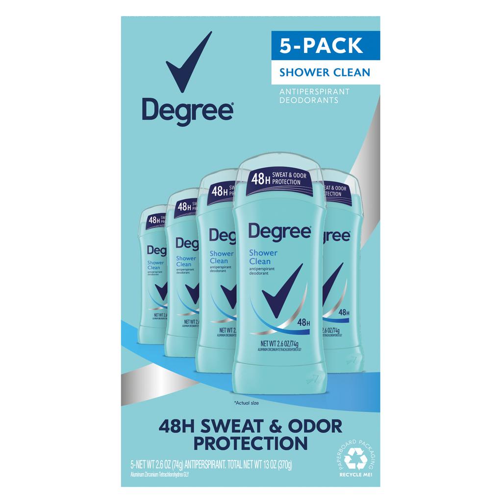 Degree Desodorante Shower Clean para Mujer 5 Unidades / 74 g / 2.6 oz