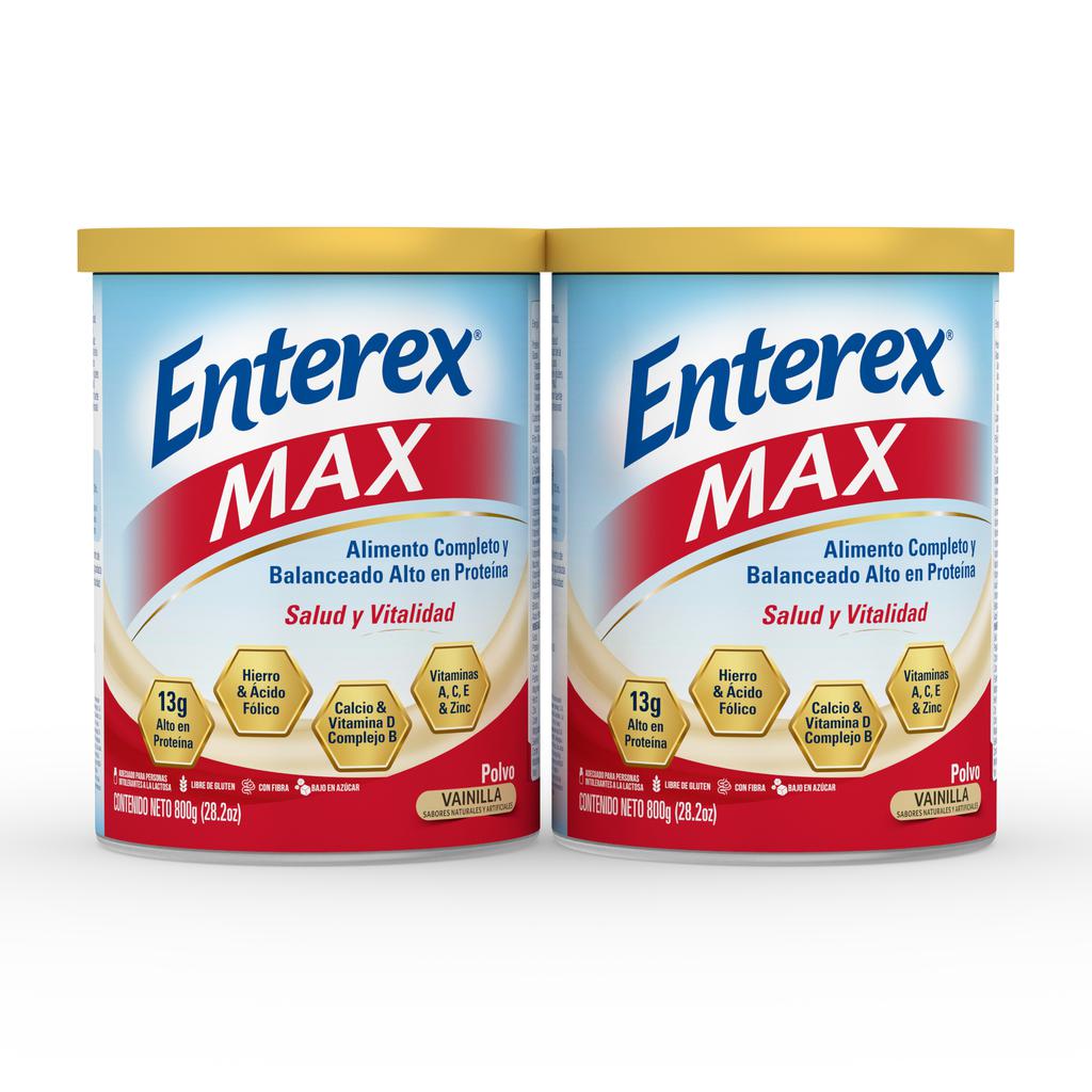 Enterex Max Vainilla Alimento Balanceado Alto en Proteína 2 Unidades / 800 g