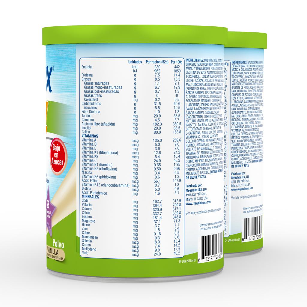 Enterex Kidz Suplemento Alimenticio Balanceado para Niños en Polvo Sabor a Vainilla 2 Unidades / 800 g / 28.2 oz