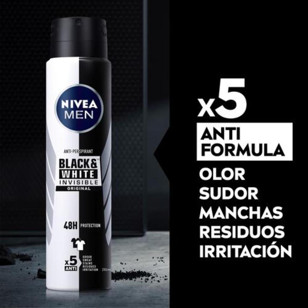Nivea Aerosol Antitranspirante Black and White Invisible 3 Unidades / 250 mL / 8.7 oz