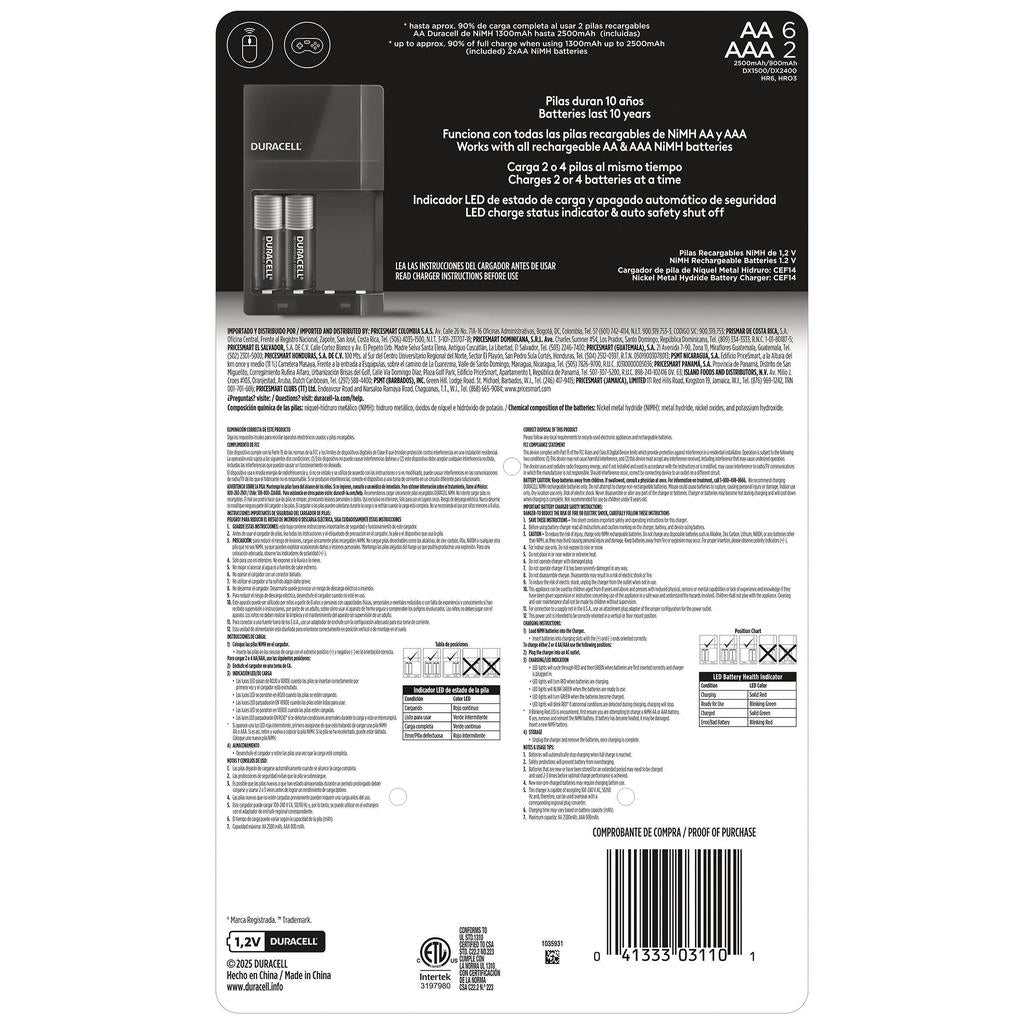 Duracell Set de Recarga para 6 Pilas AA y 2 AAA