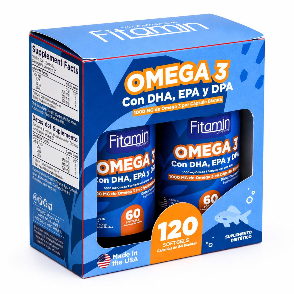 Fitamin Suplemento Alimenticio de Omega 3 en Cápsulas Blandas 2 Unidades