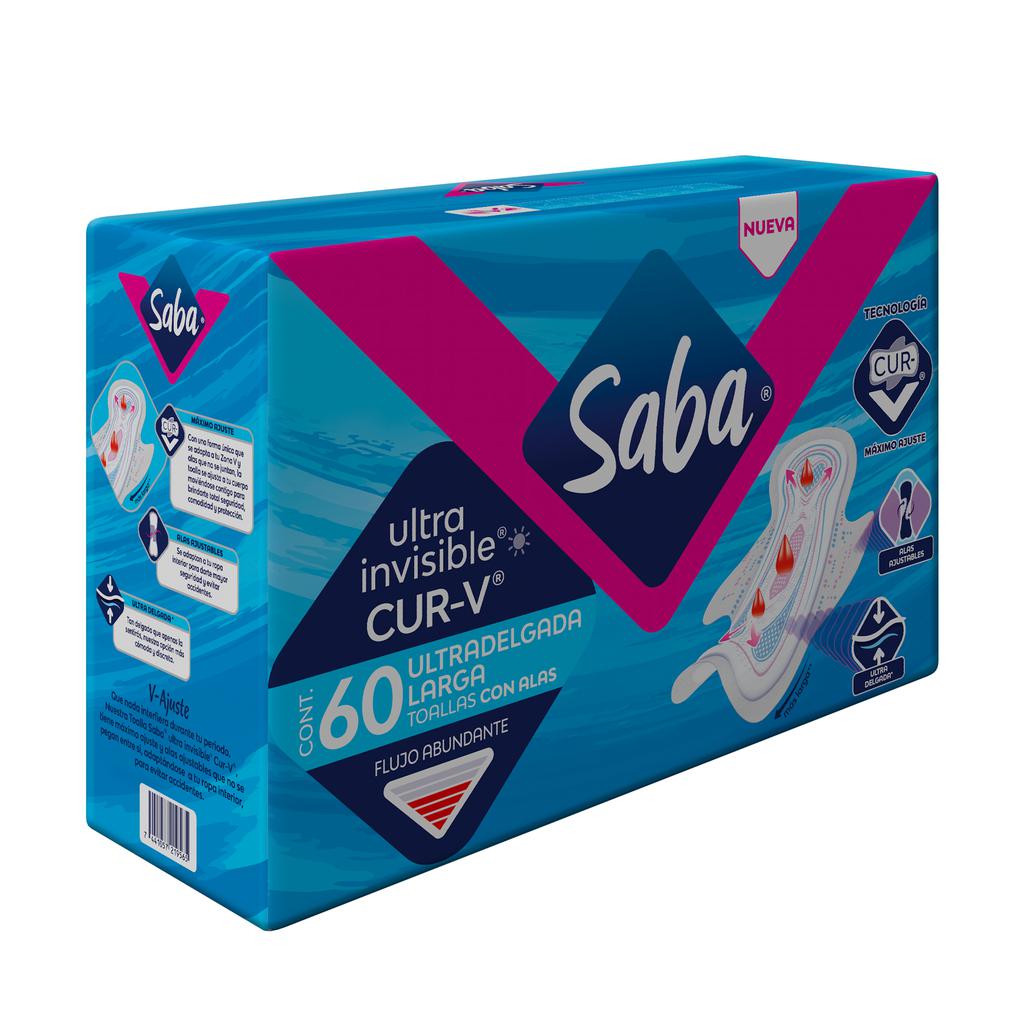 Saba Toallas Higiénicas Ultra Invisibles con Alas 60 Unidades