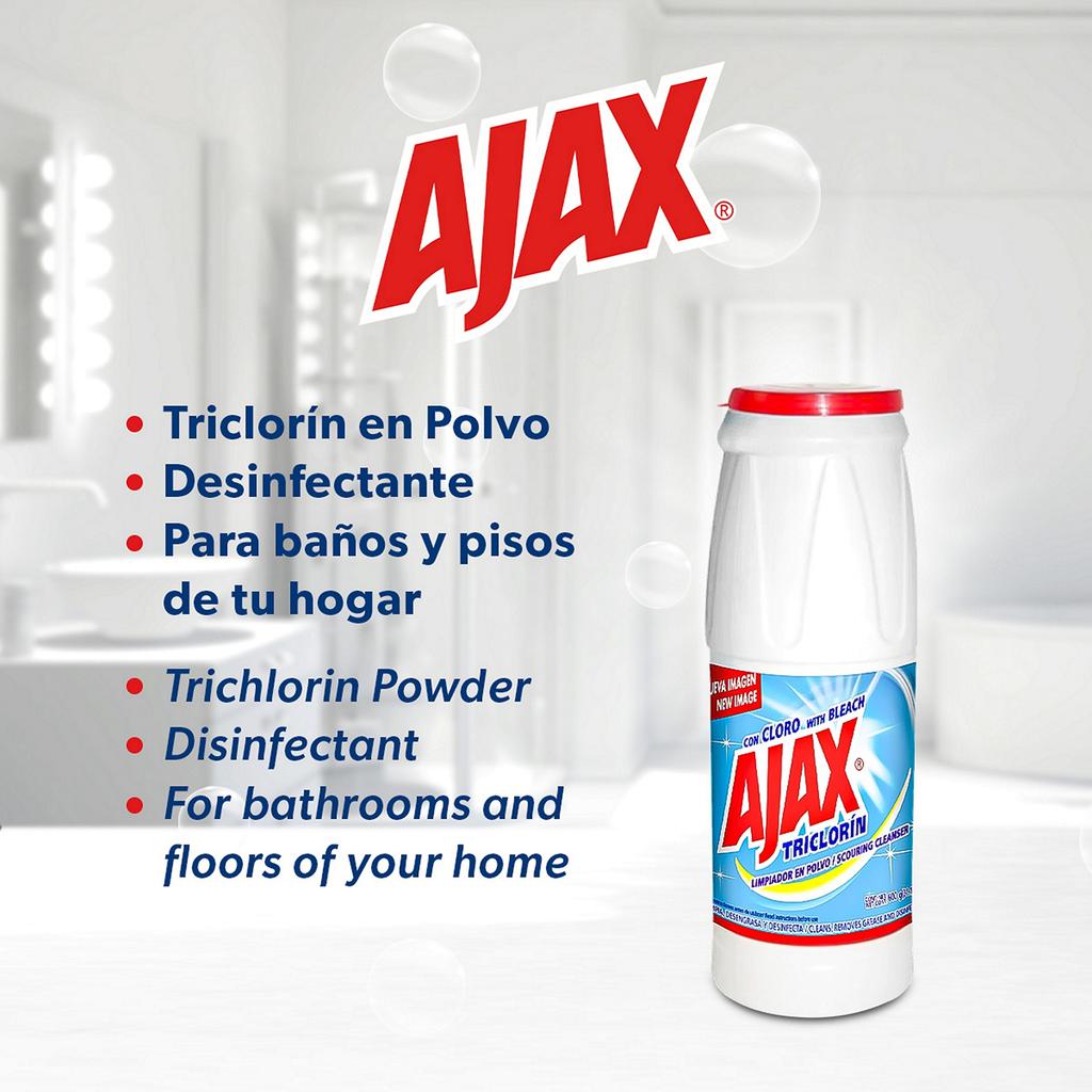 Ajax Triclorín con Cloro Limpiador Multiusos en Polvo 4 Unidades / 600 g