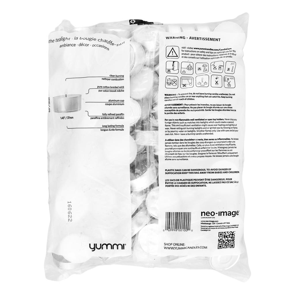 Yummi Velas Pequeñas sin Aroma 100 Unidades
