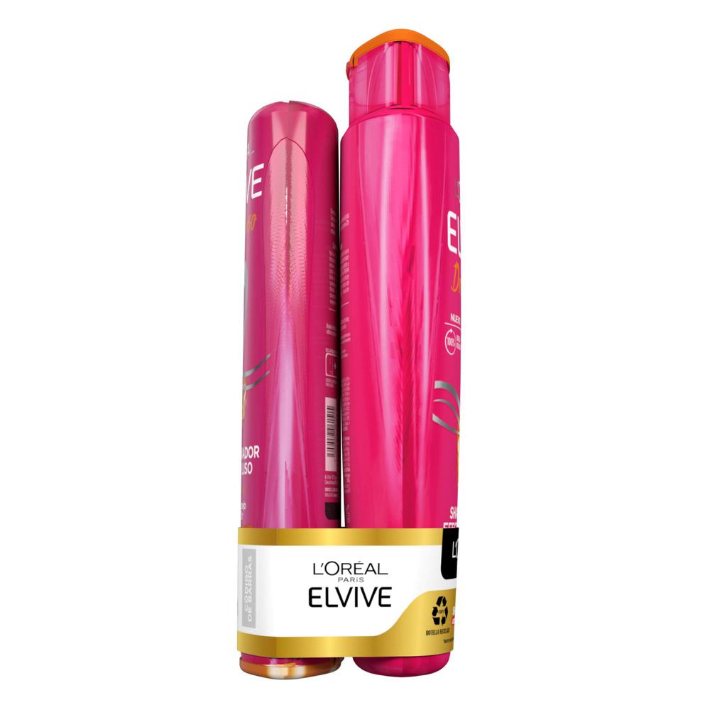 Elvive Dream Liso Shampoo Liso Efecto Keratina 680 mL + Acondicionador Sellador Liso 370 mL