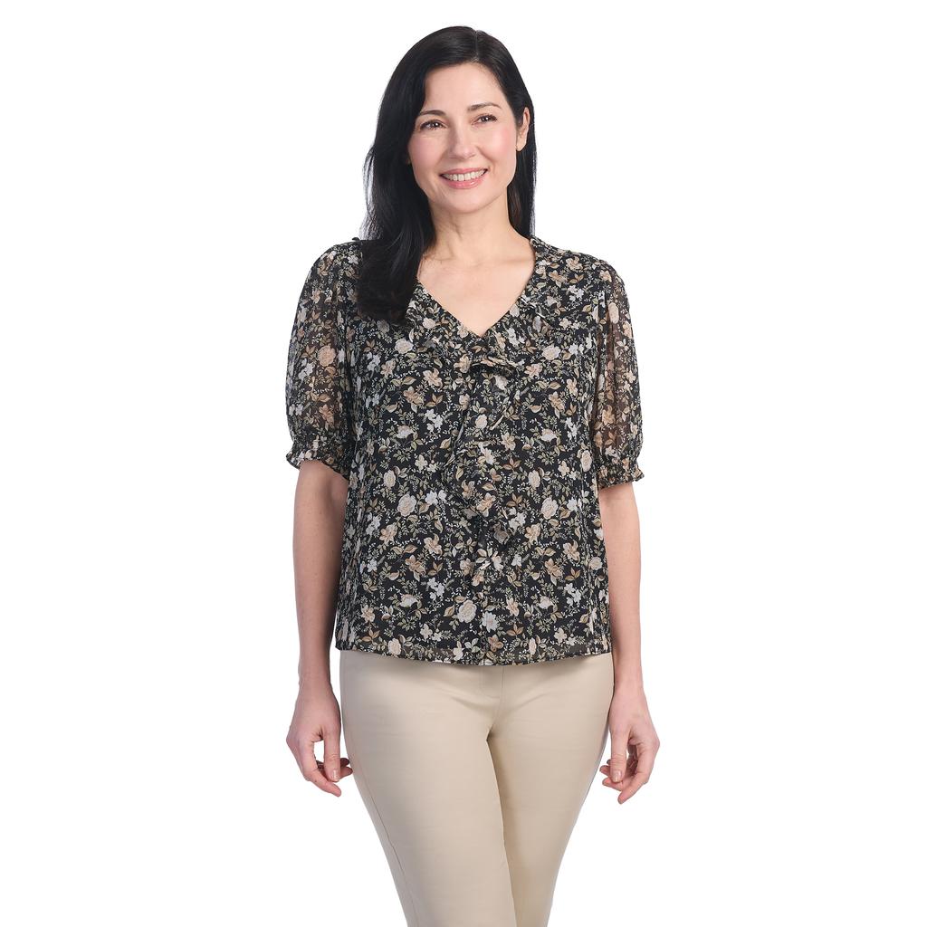 Carolina Belle Blusa Manga Corta Fruncida para Mujer
