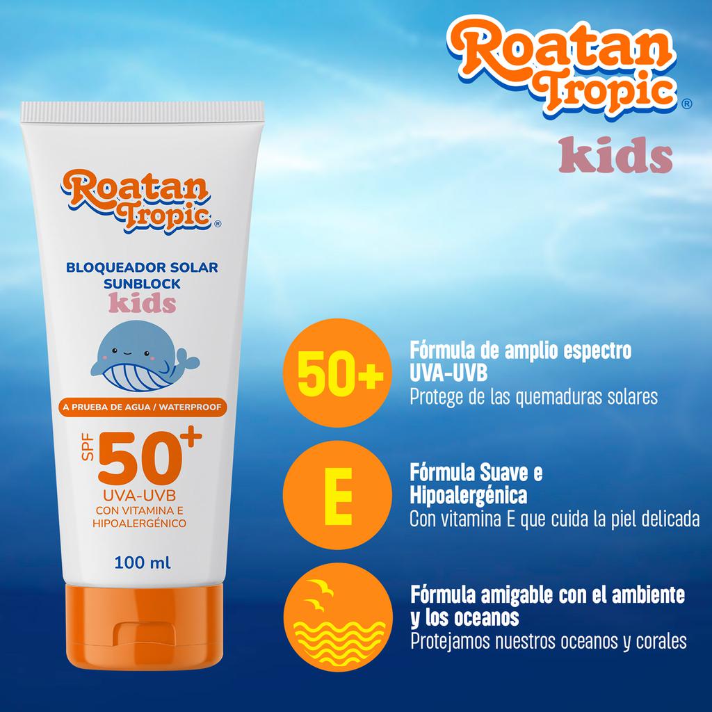 Roatan Tropic Bloqueador Solar SPF 50 Para Niños 2 Unidades / 100 ml