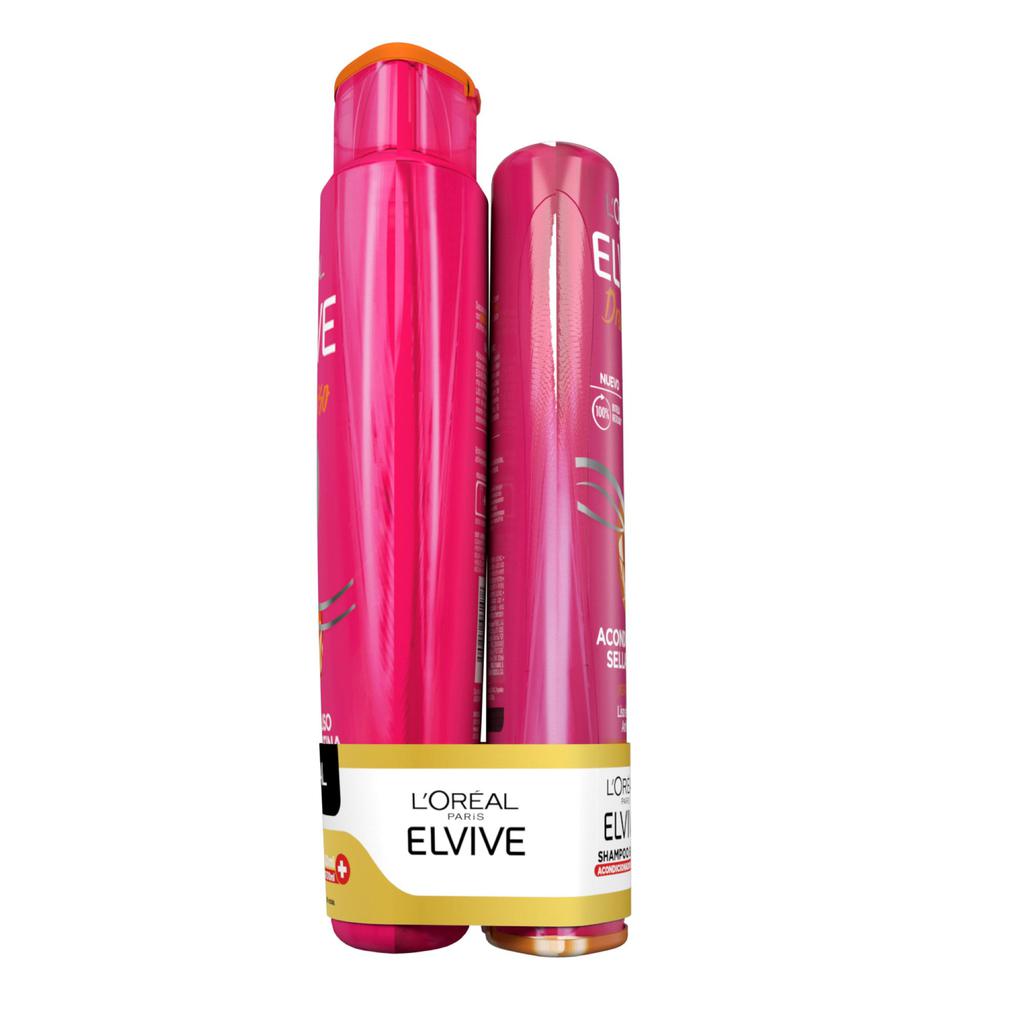 Elvive Dream Liso Shampoo Liso Efecto Keratina 680 mL + Acondicionador Sellador Liso 370 mL