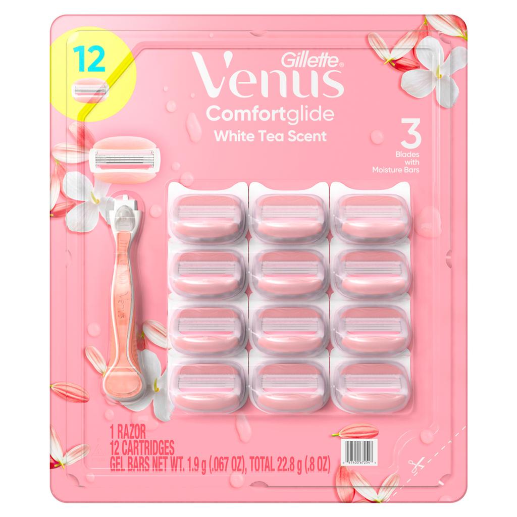 Gillette Venus Máquina De Afeitar Para Mujer Venus Comfortglide White Tea / 12 Cartuchos Humectantes