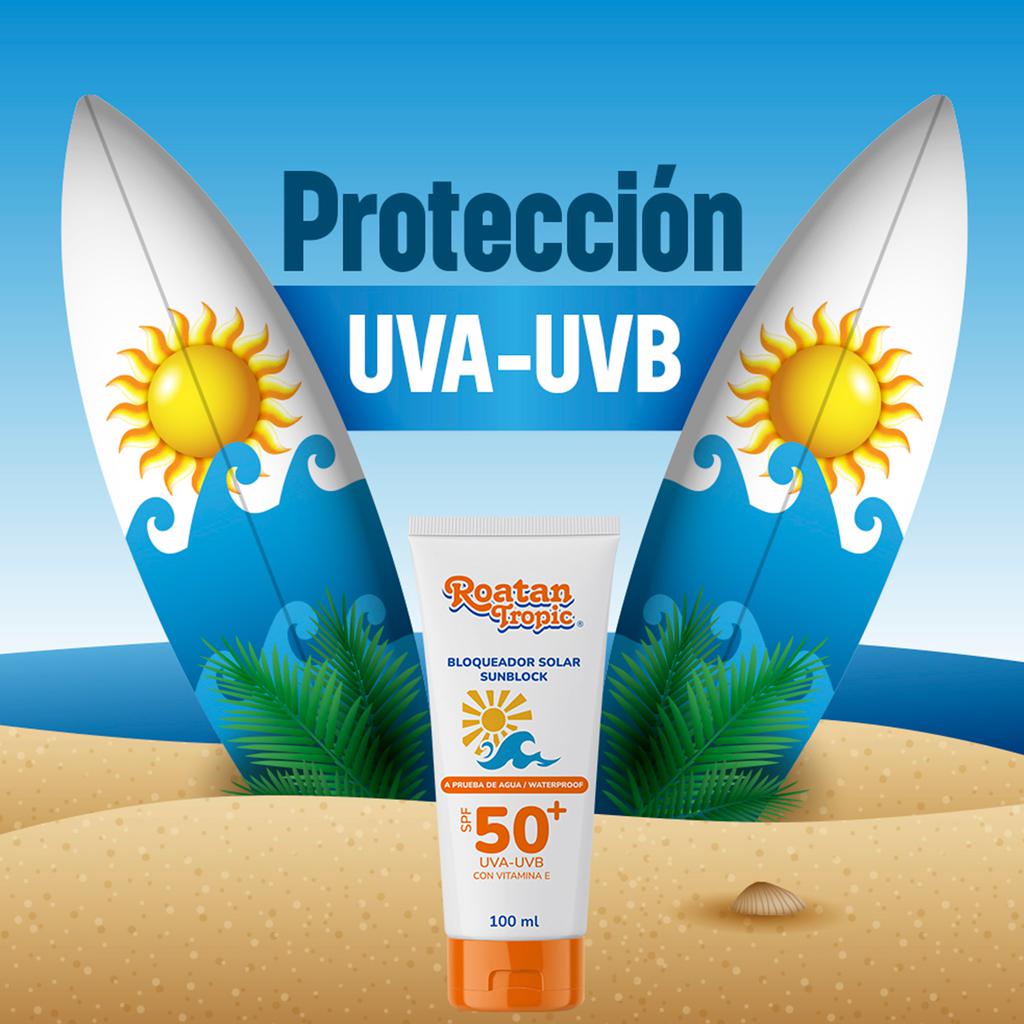 Roatan Tropic Bloqueador Solar SPF 50 a Prueba de Agua 2 Unidades / 100 ml
