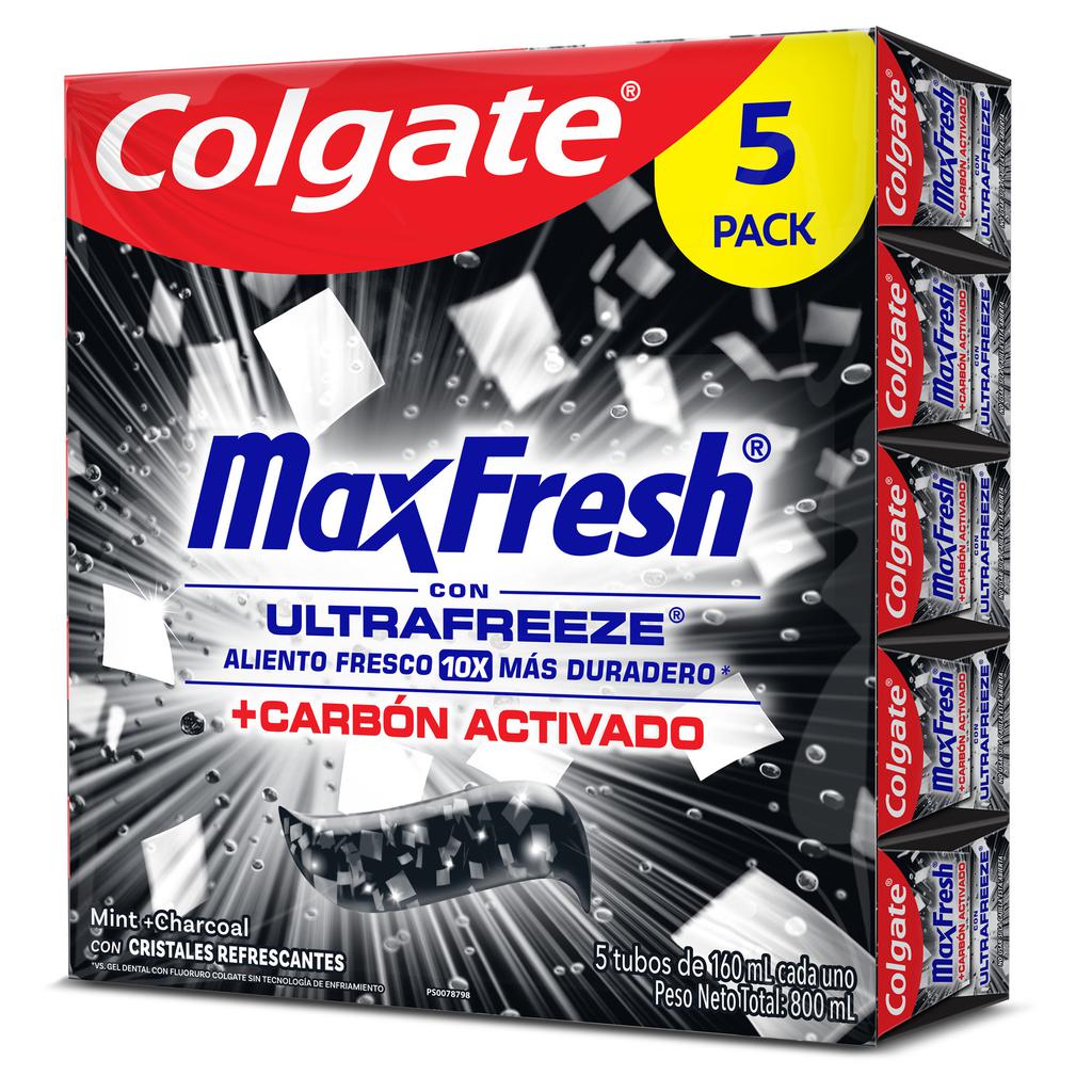 Colgate Crema Dental Max Fresh Carbón Activado 5 Unidades / 160 mL / 5.4 oz